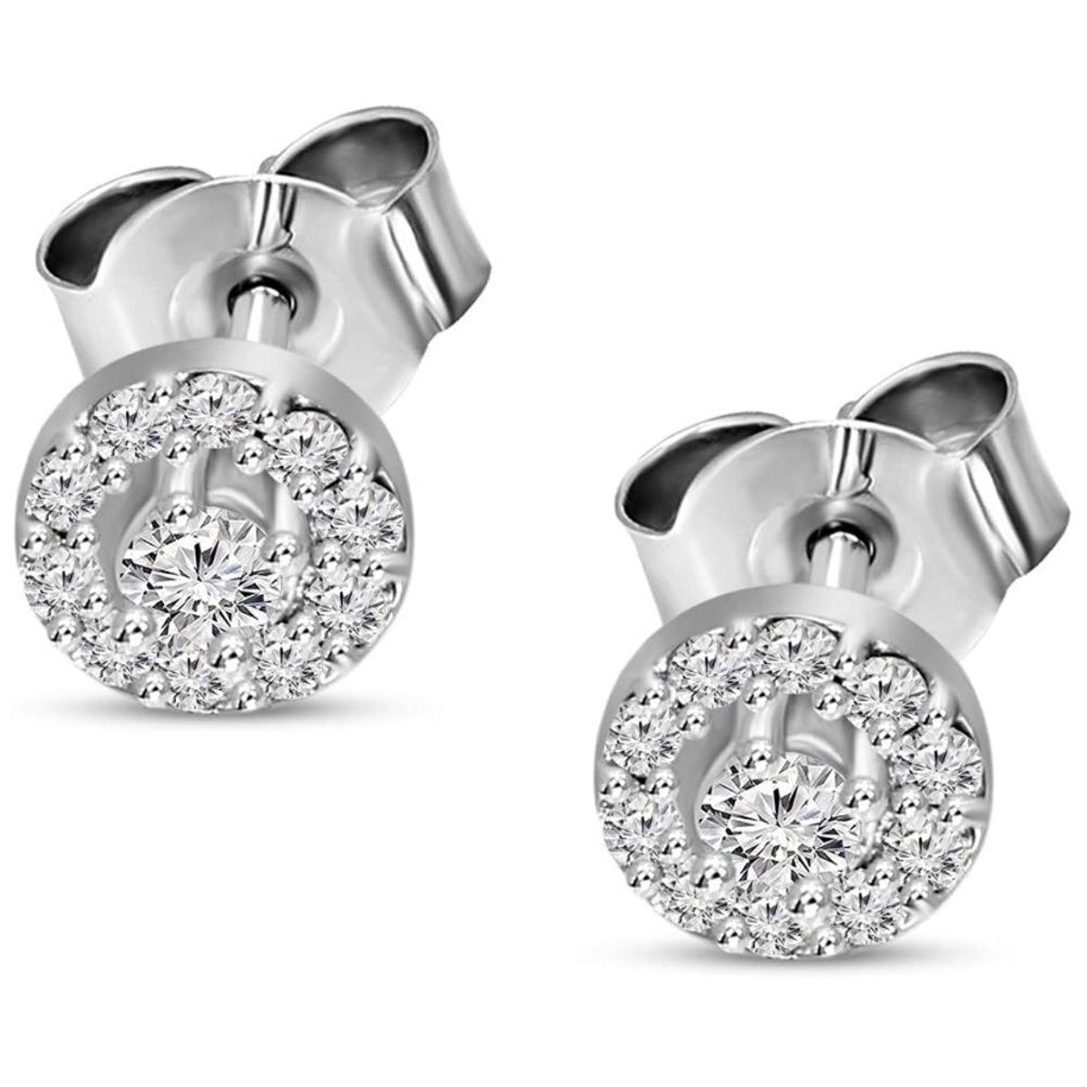 IGI Genuine Diamond Stud Halo Earrings